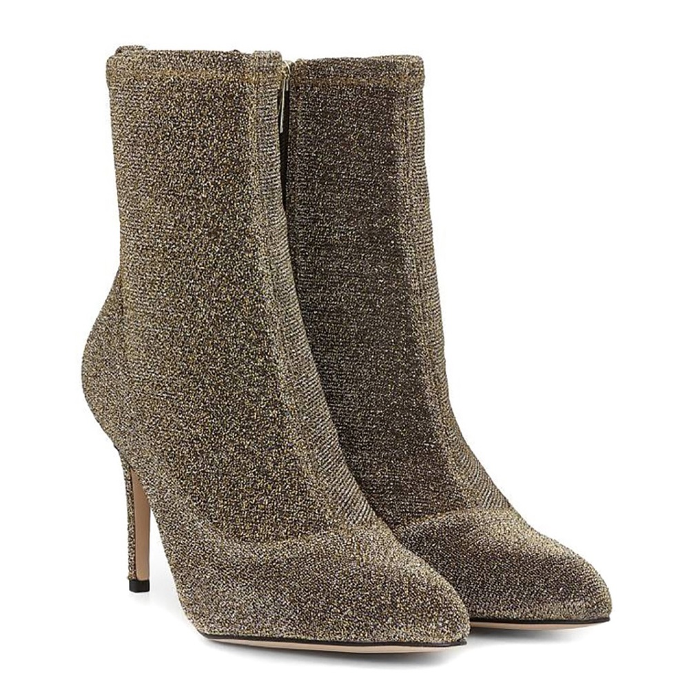 Sam Edelman - Olson Glitter knit Ankle Sock Boots Size 8 Gold Metallic